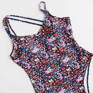 Black Floral One-Piece Swimsuit